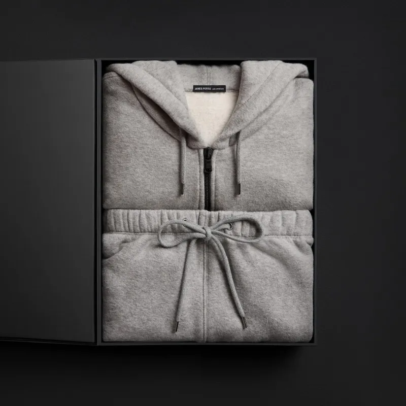 Women's Cozy Fleece Zip Hoodie & Cozy Wide Leg Sweat Pant Gift Set - Heather Grey sold by James Perse