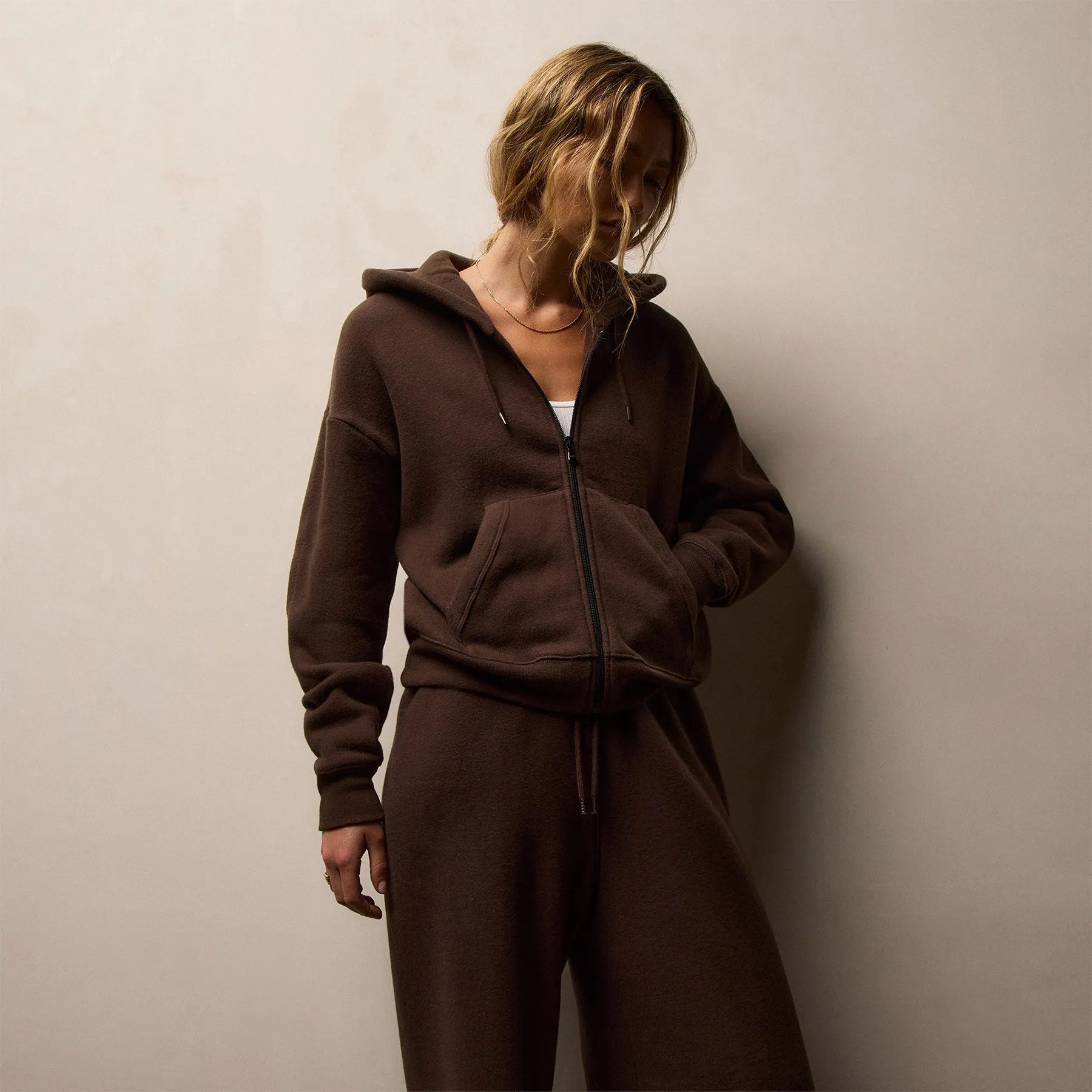 Women's Cozy Fleece Zip Hoodie & Cozy Wide Leg Sweat Pant Gift Set - Porcupine sold by James Perse product image thumbnail 2