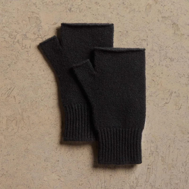 Recycled Cashmere Fingerless Gloves - Black sold by James Perse
