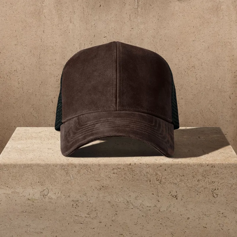 Men's Suede Panel Trucker Hat - Cafe made by James Perse