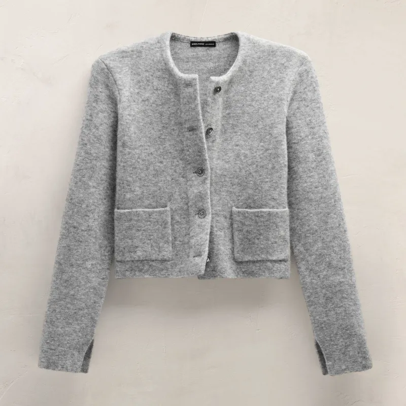 Wool Alpaca Button Front Jacket - Mid Grey sold by James Perse