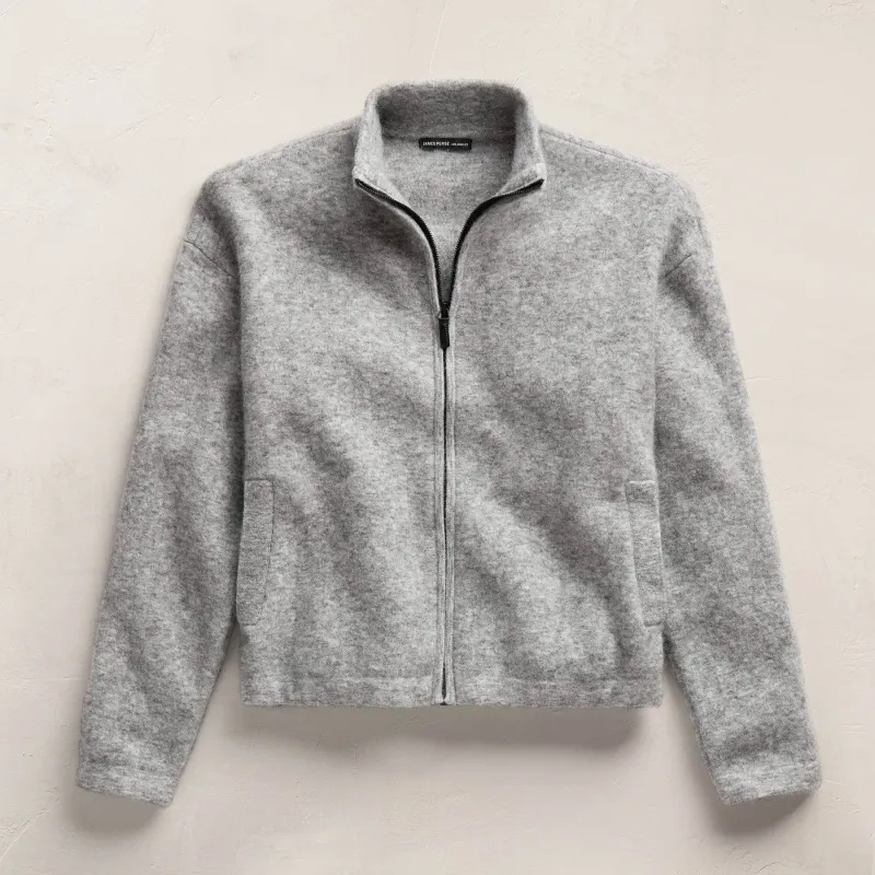Wool Alpaca Stretch Zip Jacket - Mid Grey sold by James Perse