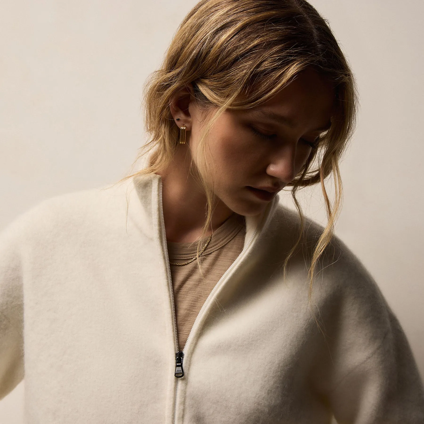 Wool Alpaca Stretch Zip Jacket - Ivory sold by James Perse product image thumbnail 5