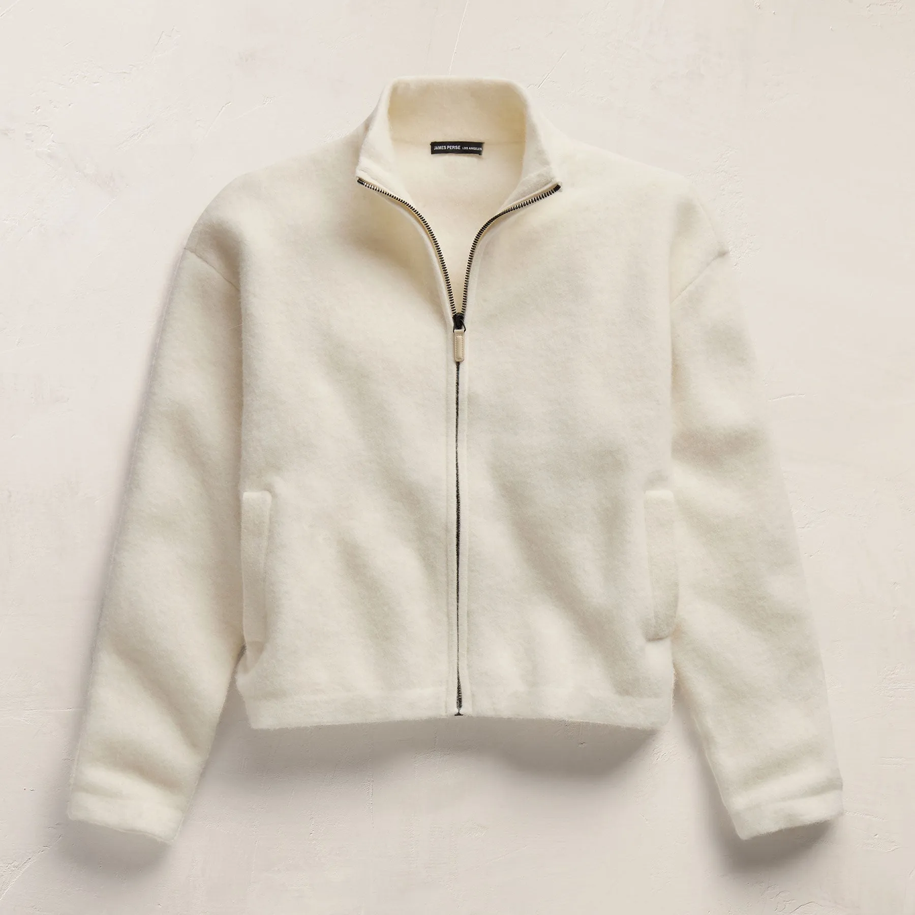 Wool Alpaca Stretch Zip Jacket - Ivory sold by James Perse product image thumbnail 2