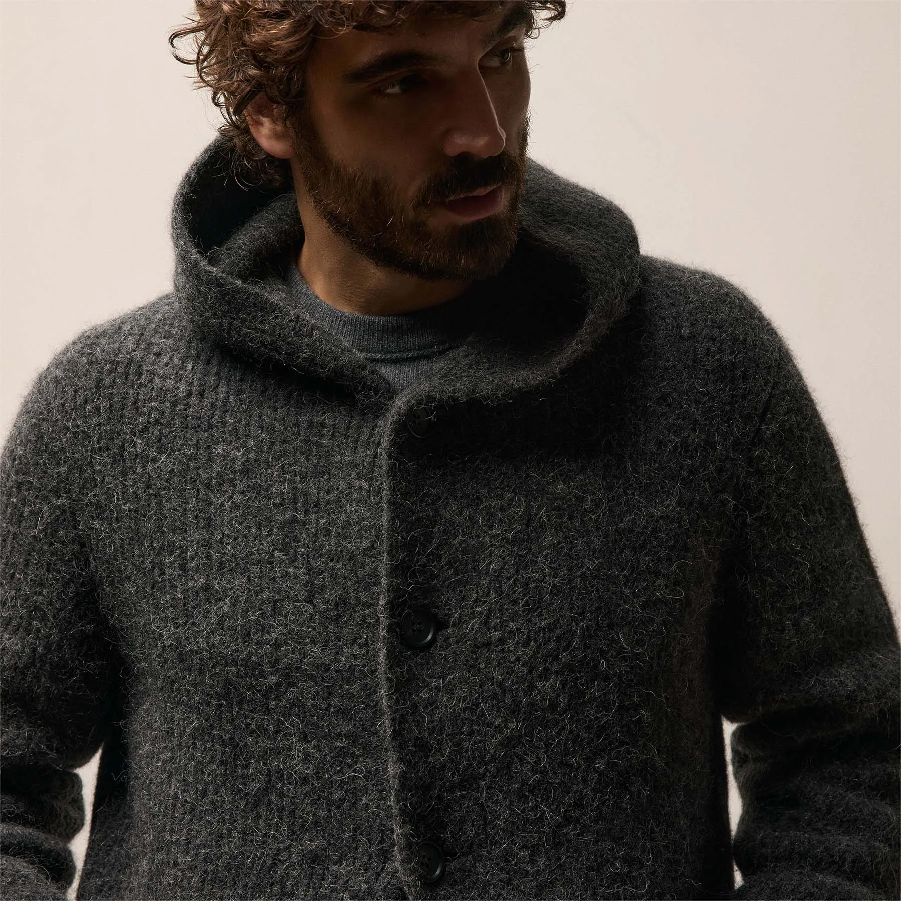Chunky Waffle Knit Hooded Coat - Anthracite sold by James Perse product image thumbnail 3