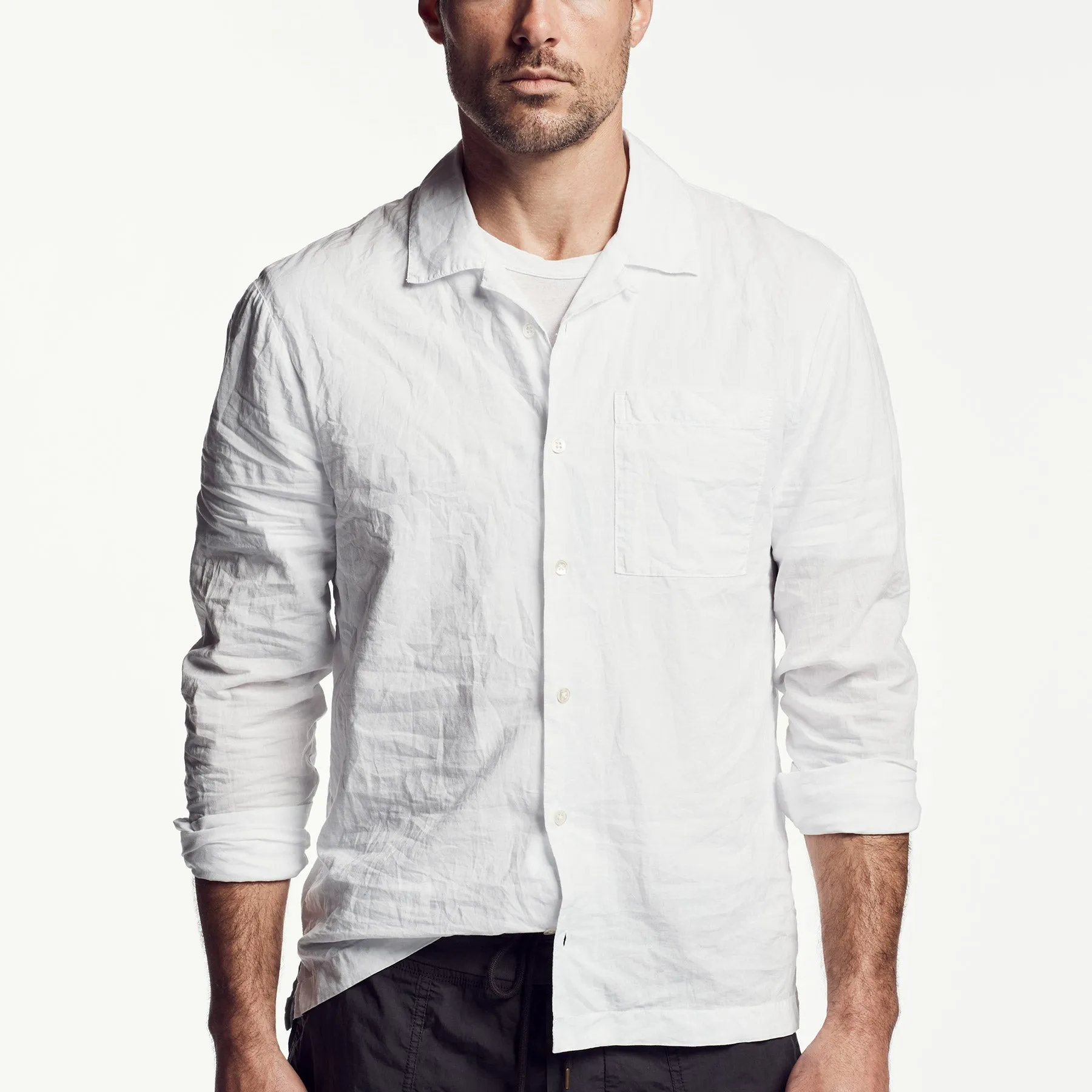 Cotton Lawn Utility Shirt - White sold by James Perse