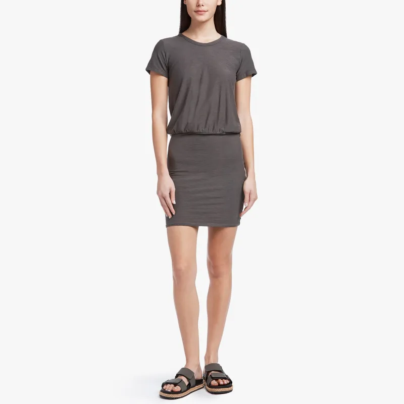 Stretch Jersey Blouson T Shirt Dress - Charcoal sold by James Perse