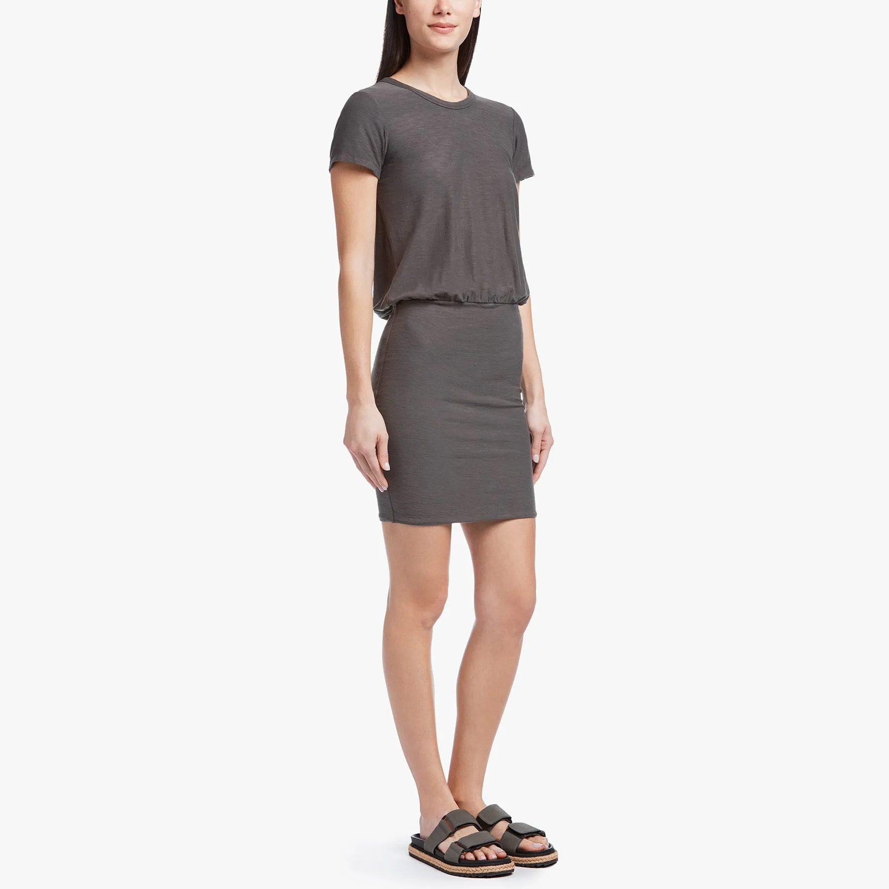 Stretch Jersey Blouson T Shirt Dress - Charcoal sold by James Perse product image thumbnail 2