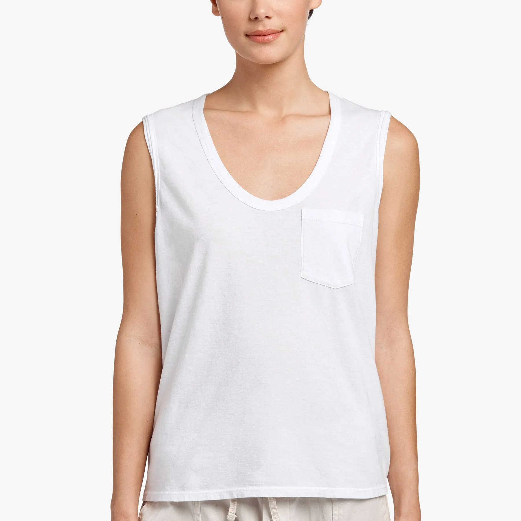 Vintage Pocket Tank - White sold by James Perse