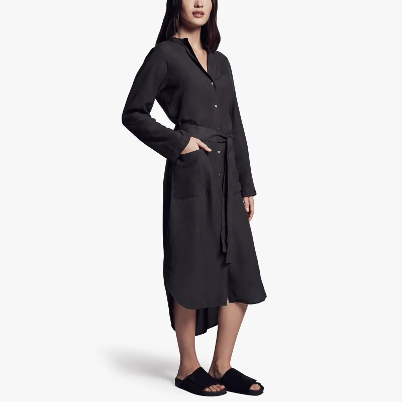 Tie Waist Shirt Dress - Carbon sold by James Perse