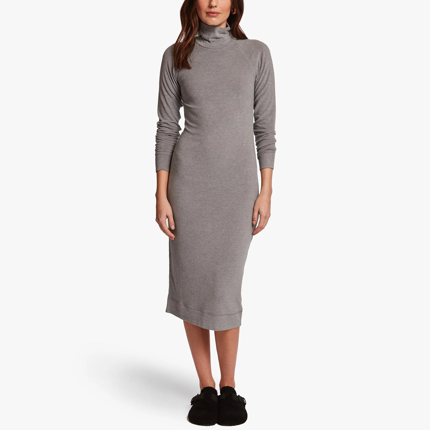 Micro Sueded Turtleneck Dress - Heather Grey sold by James Perse product image thumbnail 2