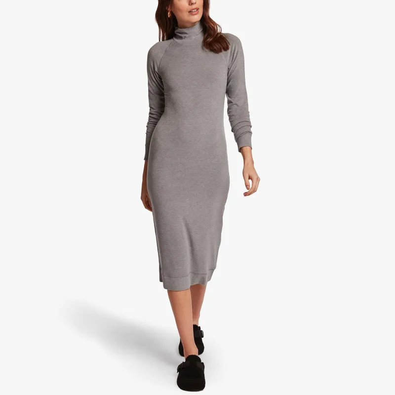 Micro Sueded Turtleneck Dress - Heather Grey sold by James Perse