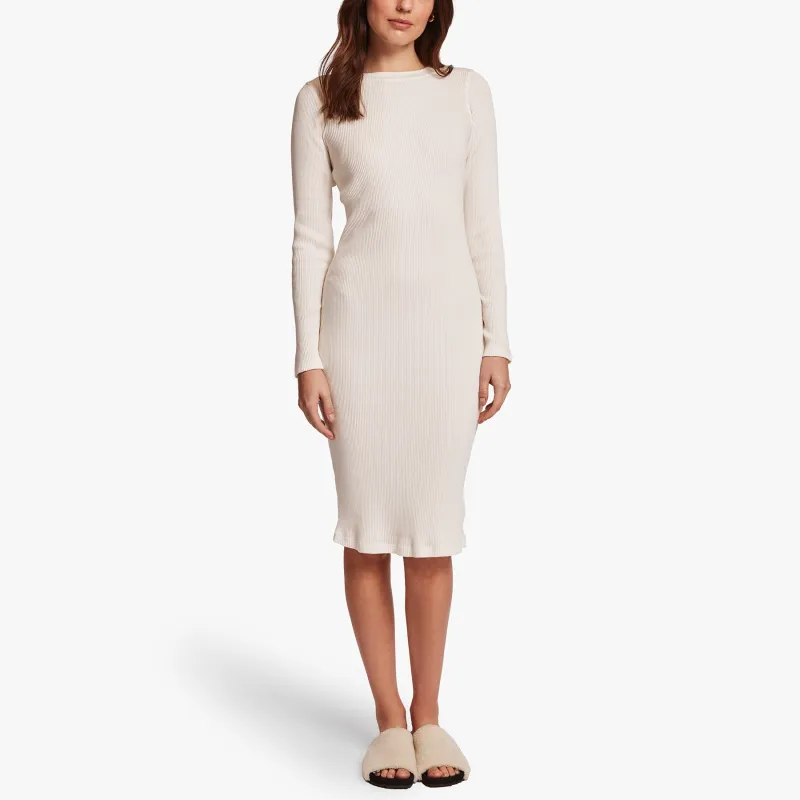 Ribbed Crew Neck Dress - Everest White sold by James Perse