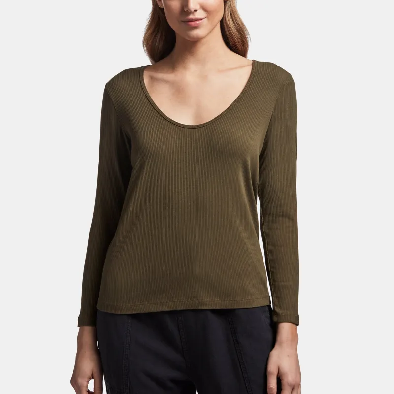 Ribbed Scoop Neck Tee - Sergeant sold by James Perse