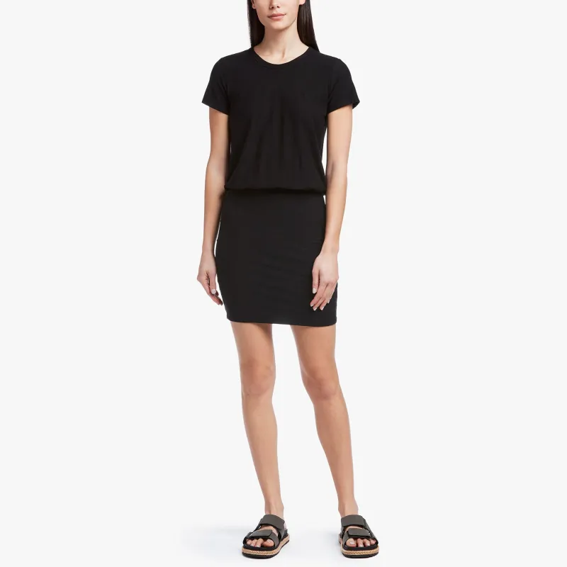 Stretch Jersey Blouson T Shirt Dress - Black sold by James Perse