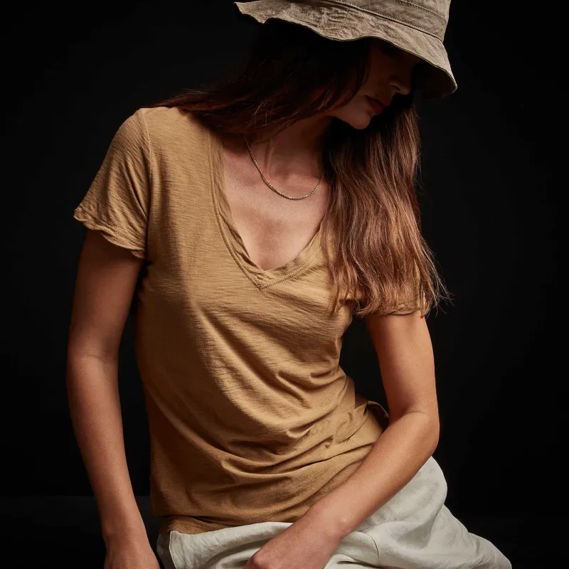 Sheer Slub Casual V Neck - Bronze sold by James Perse