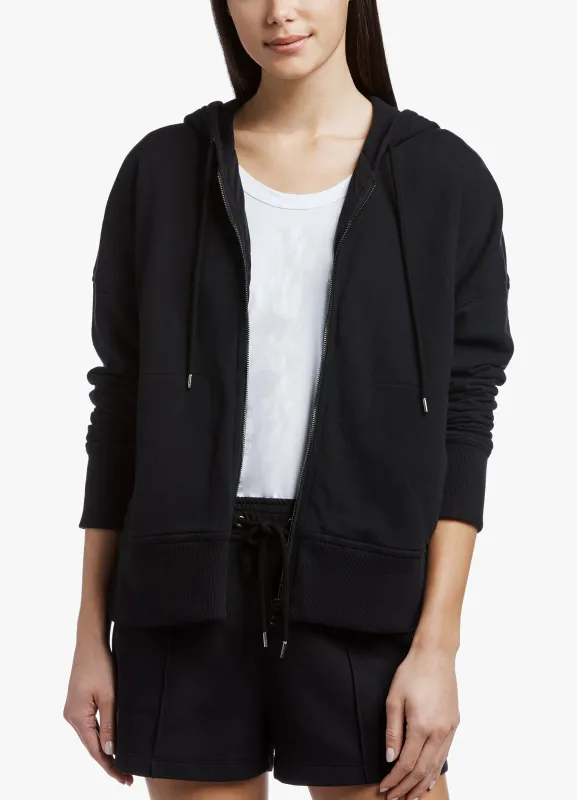 Side Zip Relaxed Hoodie - Black sold by James Perse