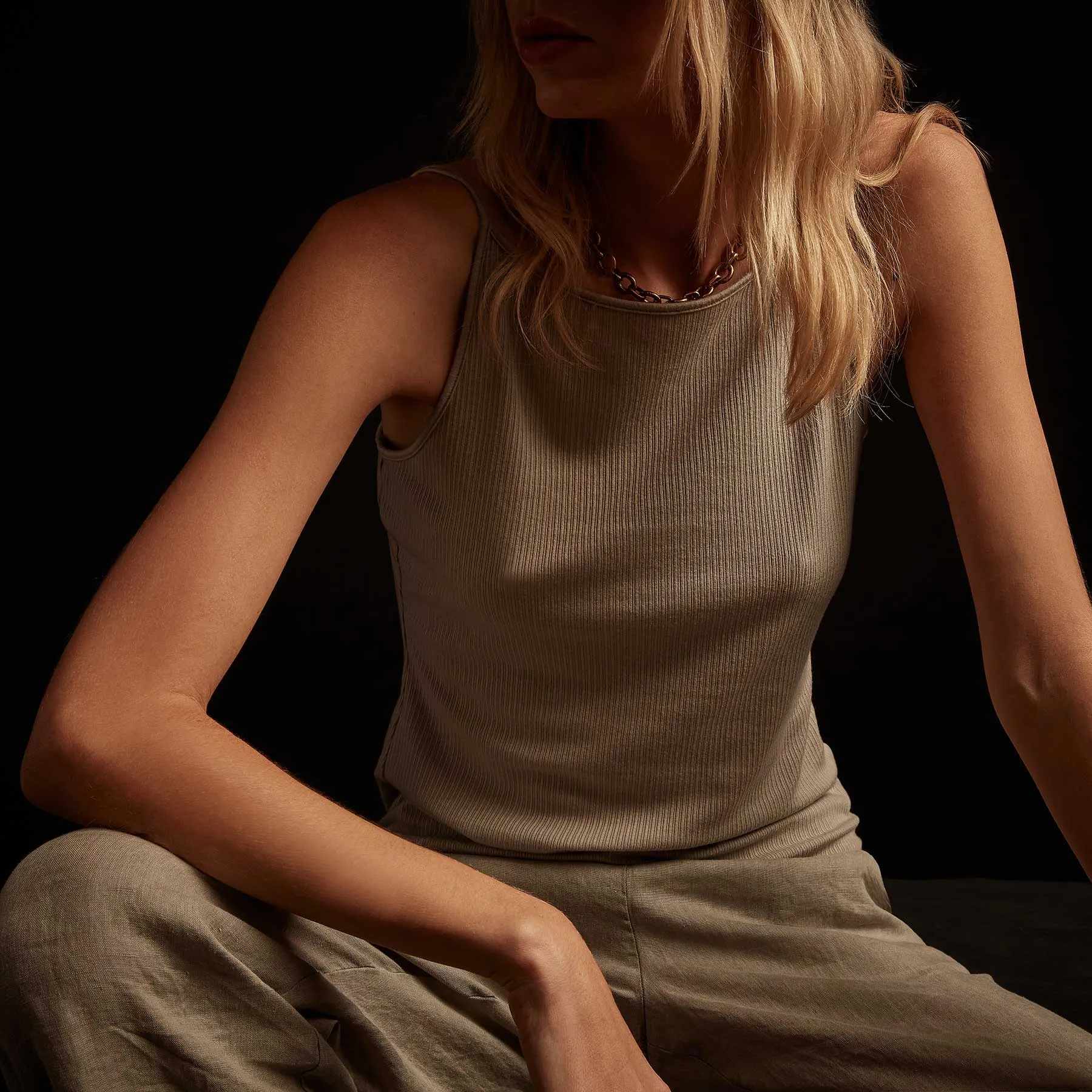 Tencel Cashmere Ribbed Tank - Mineral sold by James Perse product image thumbnail 3