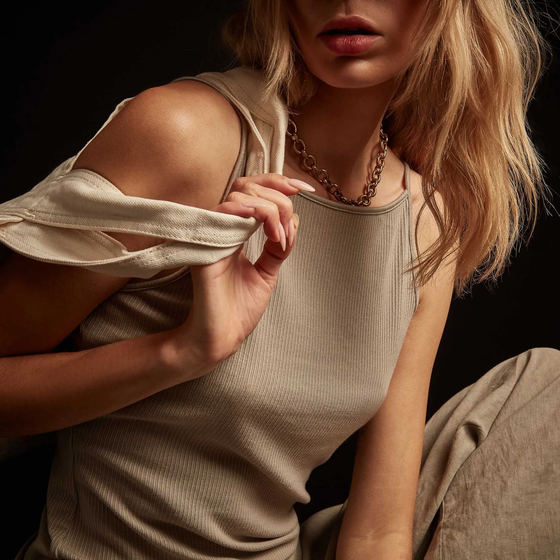 Tencel Cashmere Ribbed Tank - Mineral sold by James Perse