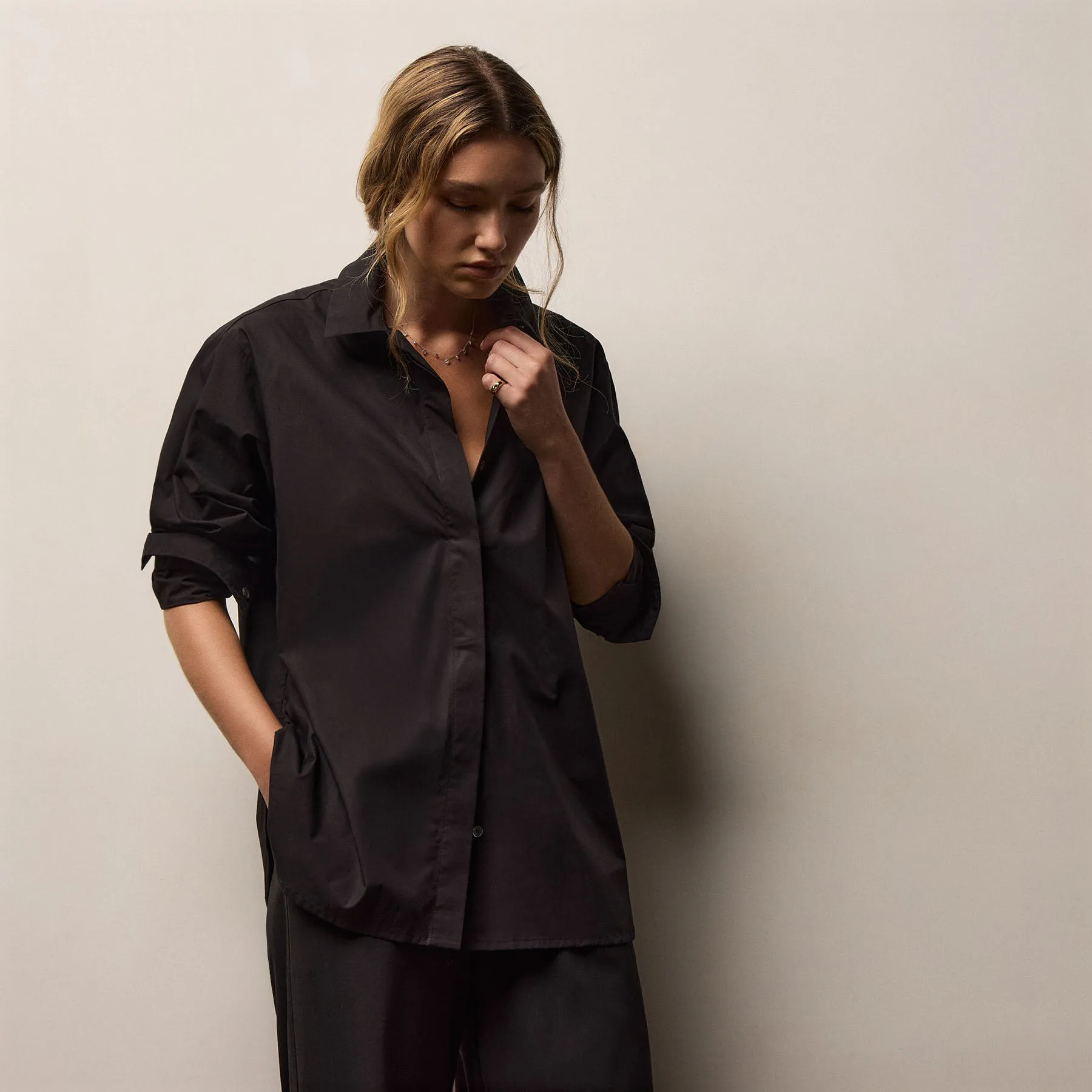 Supima Poplin Shirt - Black sold by James Perse product image thumbnail 2