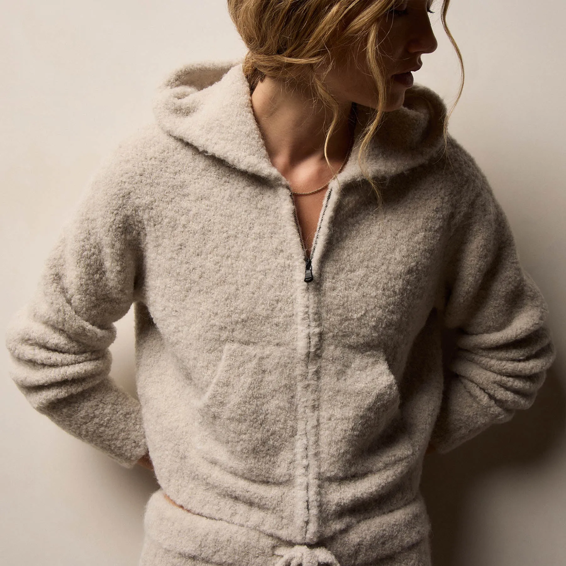 Boucle Blend Zip Hoodie - Salt sold by James Perse product image thumbnail 3