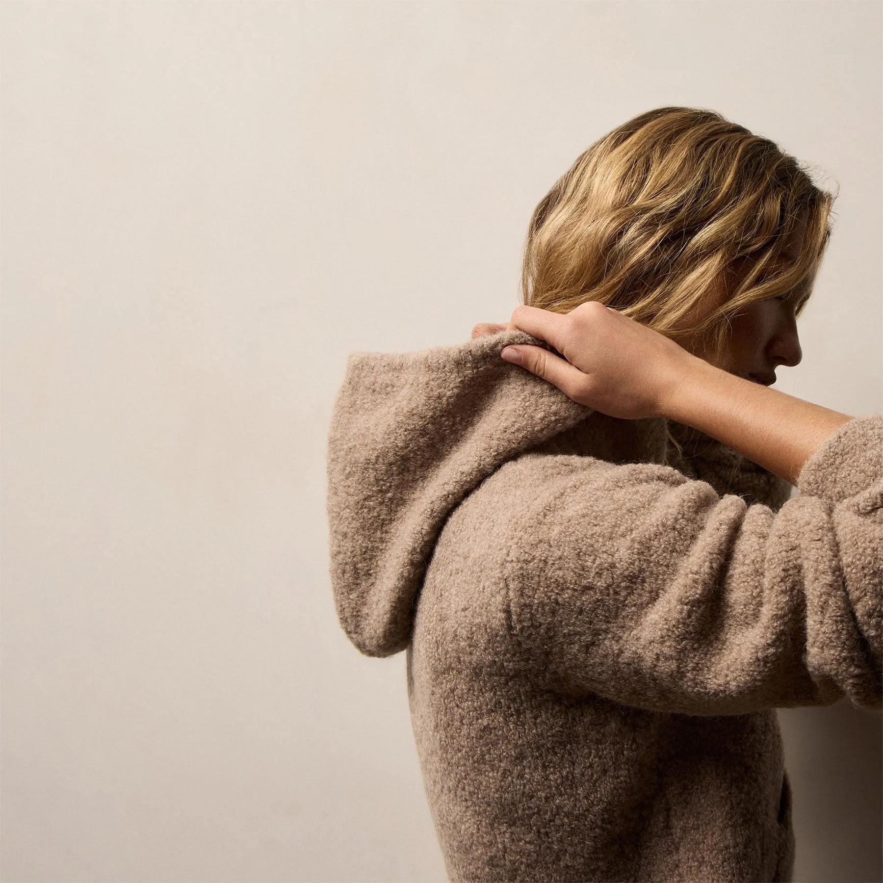 Boucle Blend Zip Hoodie - Soft Beige sold by James Perse product image thumbnail 4