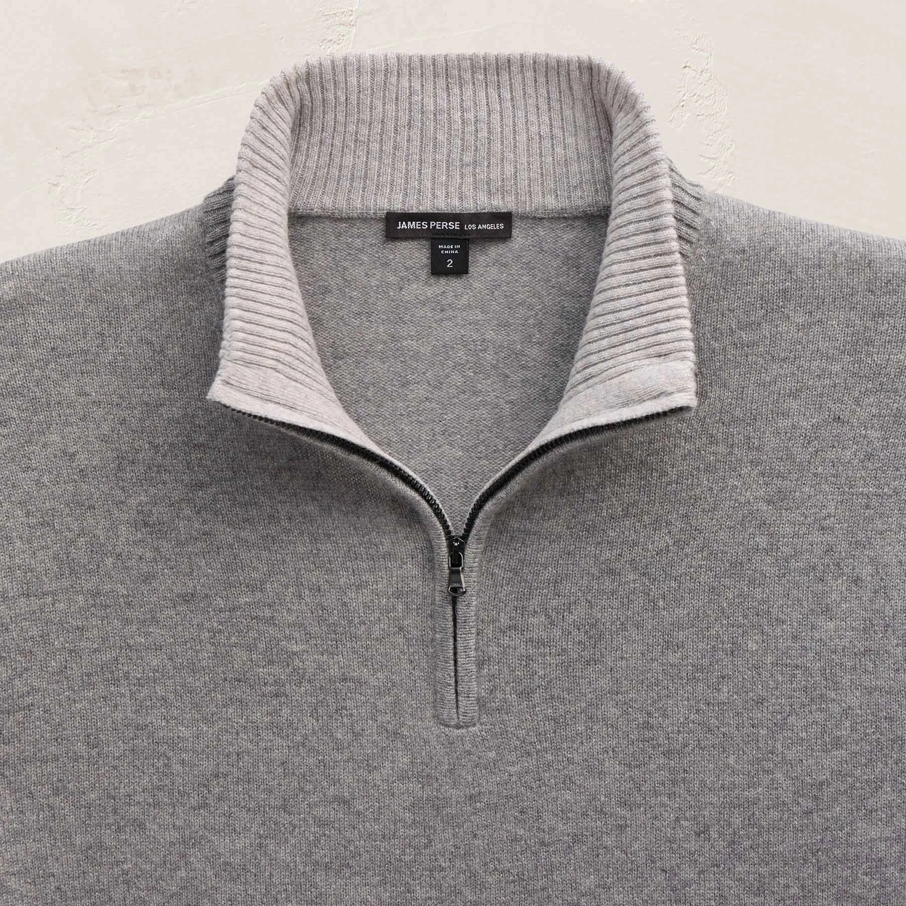 Half Zip Cashmere Funnel Neck - Heather Grey/Pearl sold by James Perse product image thumbnail 5