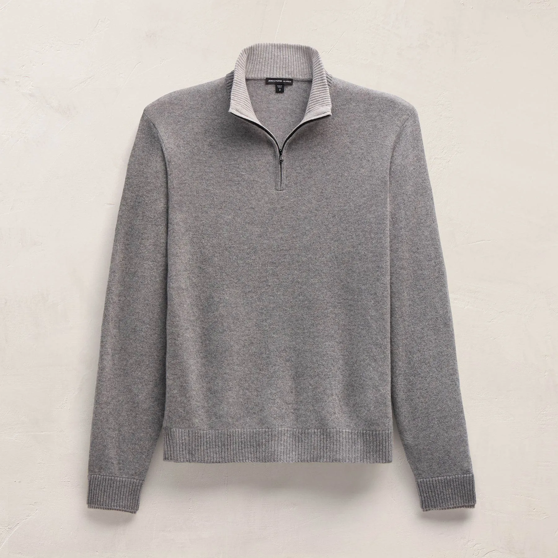 Half Zip Cashmere Funnel Neck - Heather Grey/Pearl sold by James Perse product image thumbnail 2