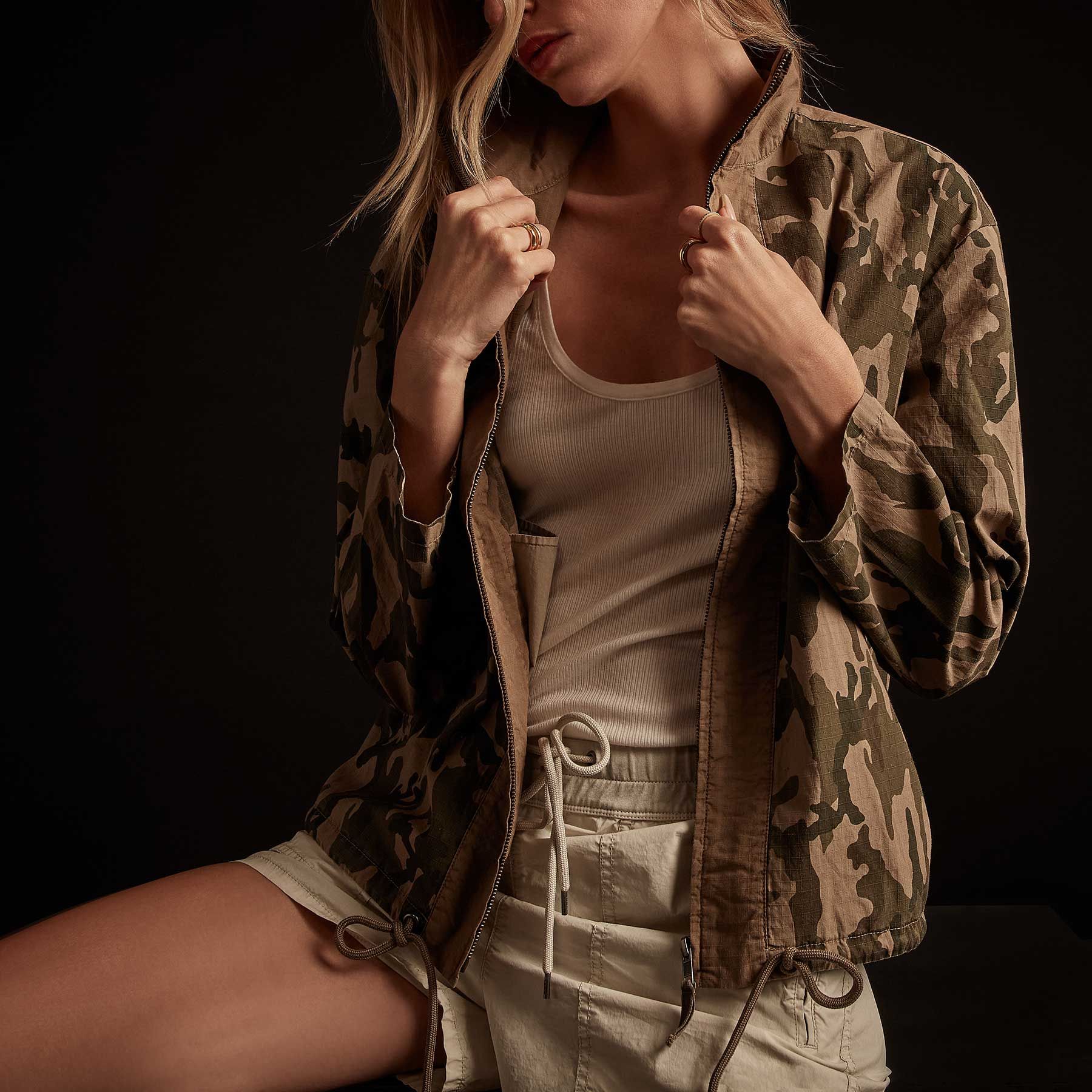 Mixed Media Camo Utility Jacket - Sandstorm Pigment sold by James Perse product image thumbnail 2