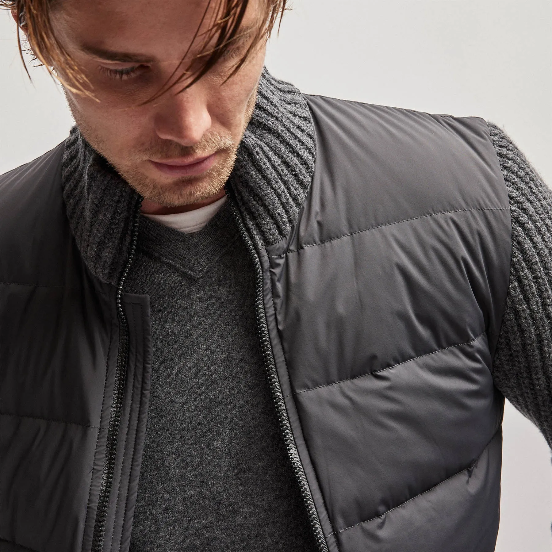 Mixed Media Zip Front Jacket - Carbon sold by James Perse product image thumbnail 5