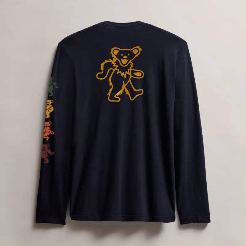 Men's Grateful Dead Dancing Bear Long Sleeve Tee - Deep/Cadmium sold by James Perse