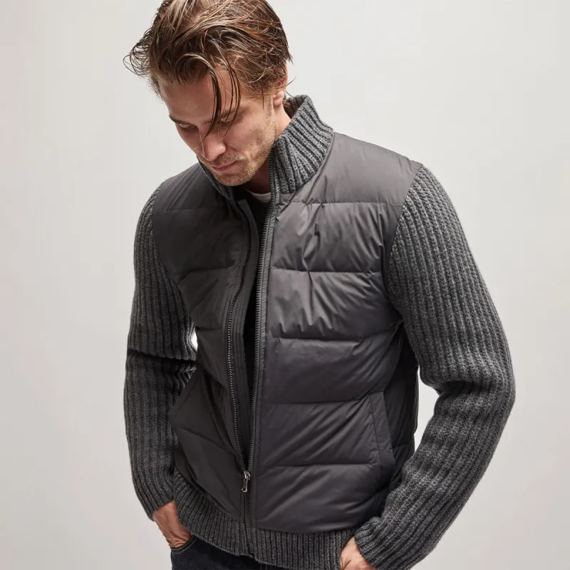 Mixed Media Zip Front Jacket - Carbon sold by James Perse