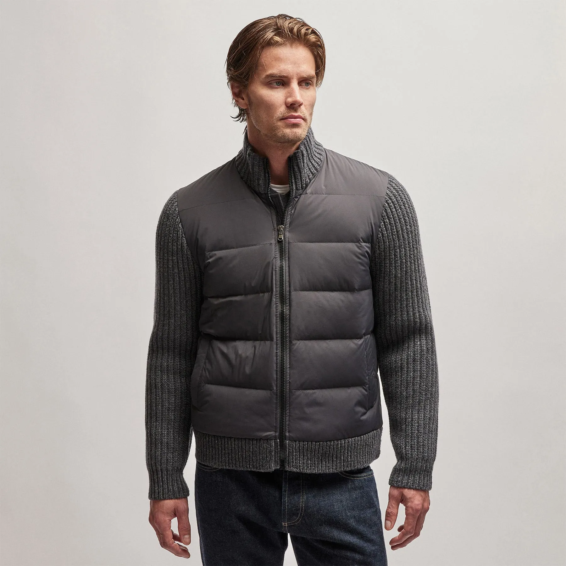 Mixed Media Zip Front Jacket - Carbon sold by James Perse product image thumbnail 3