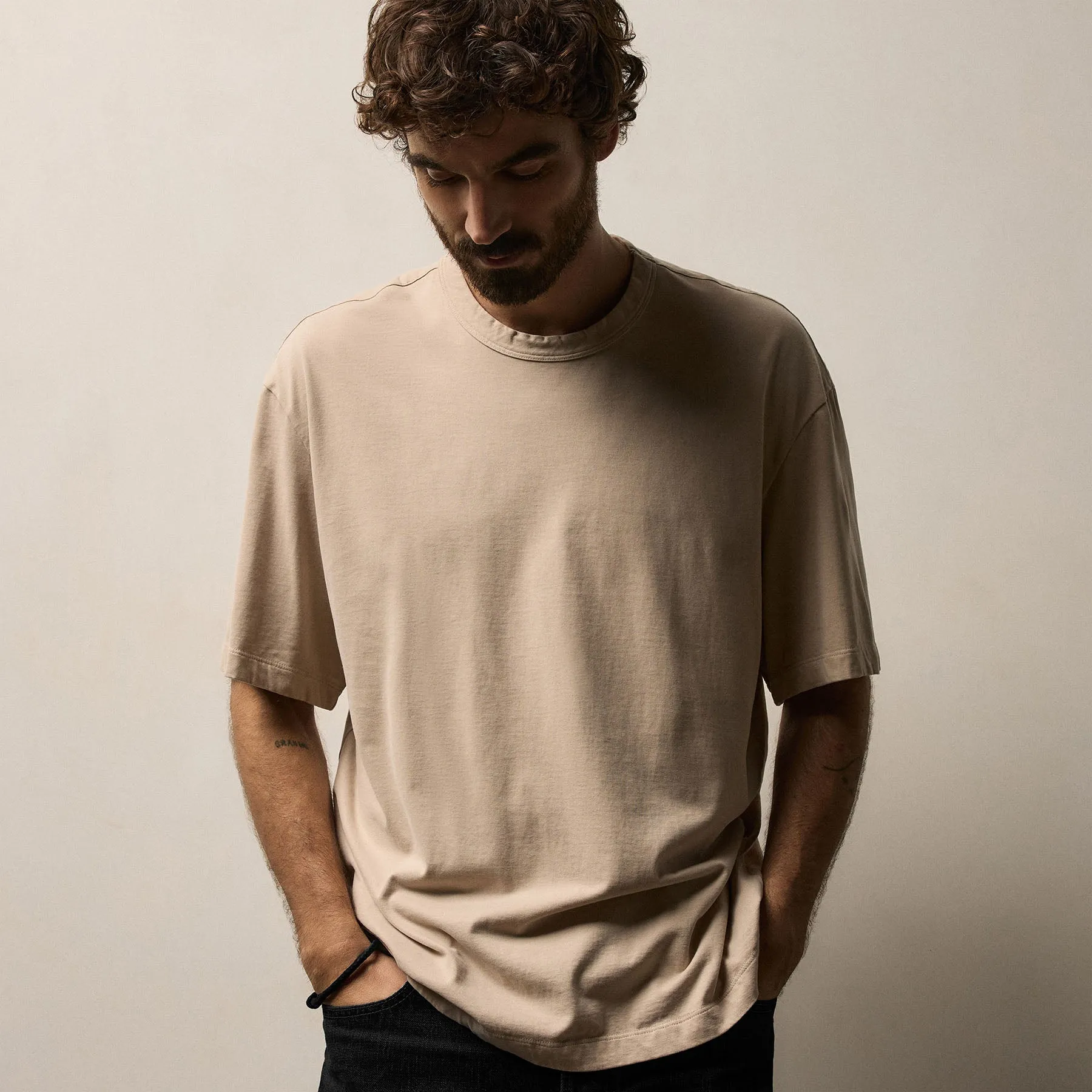 Heavy Luxe Jersey Oversized Crew - Stone sold by James Perse product image thumbnail 3