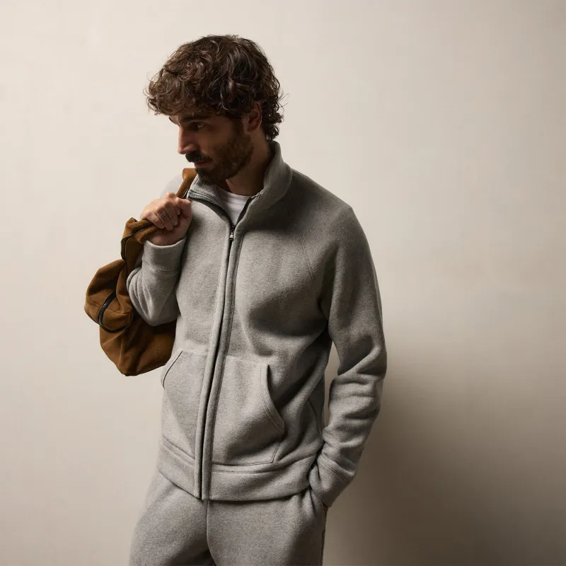 Cozy Full Zip Sweatshirt - Heather Grey sold by James Perse
