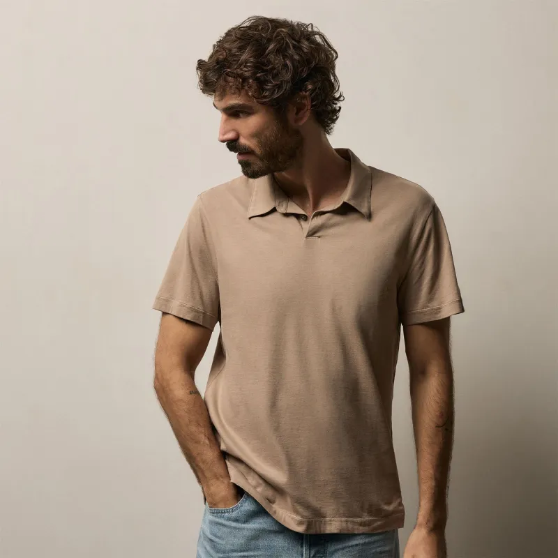 Brushed Lotus Polo - Coffee sold by James Perse