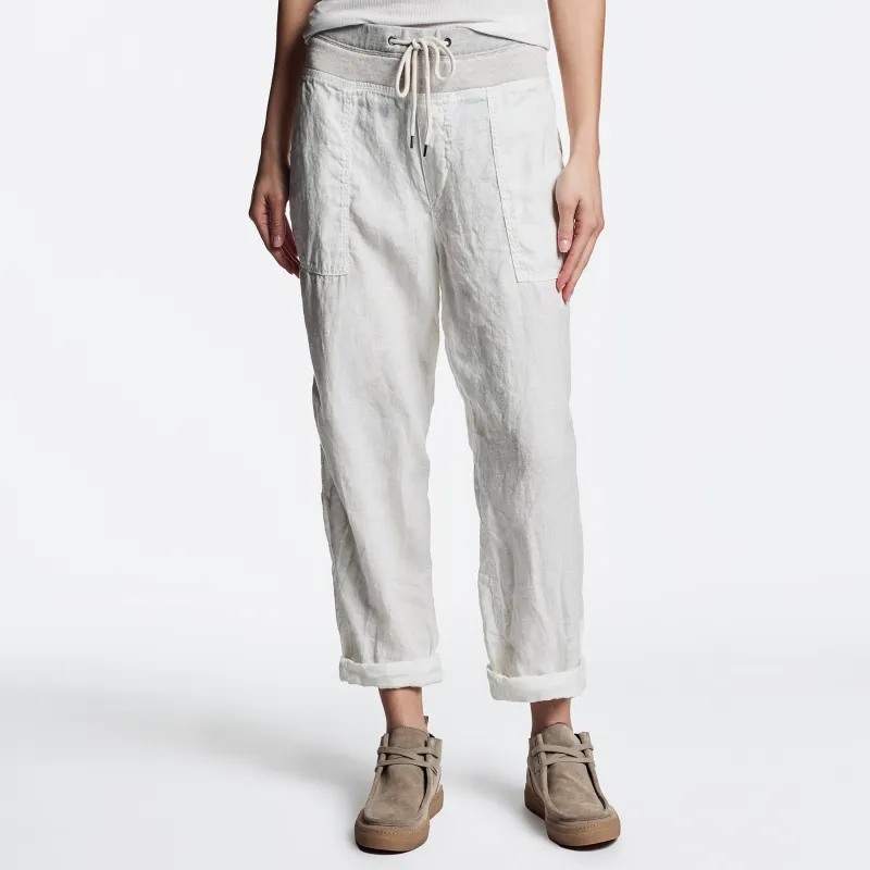 Mixed Media Linen Pant - White sold by James Perse