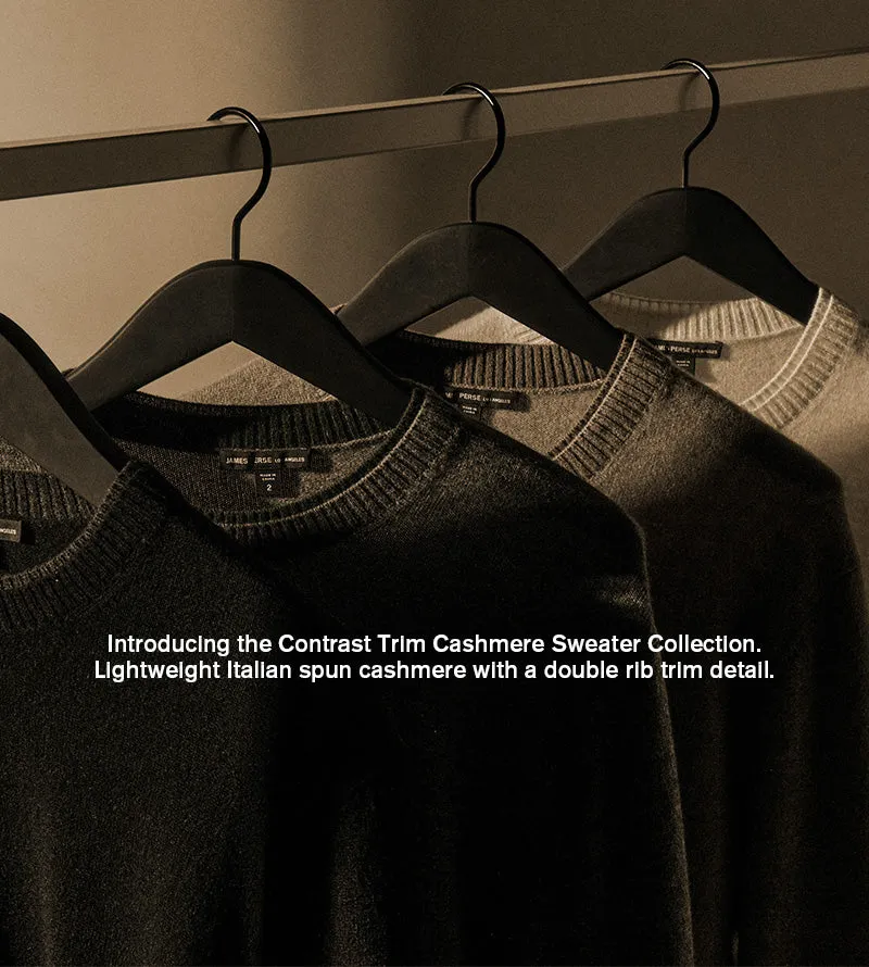 Contrast Trim Cashmere Crew - Mid Grey/Forest sold by James Perse product image thumbnail 5