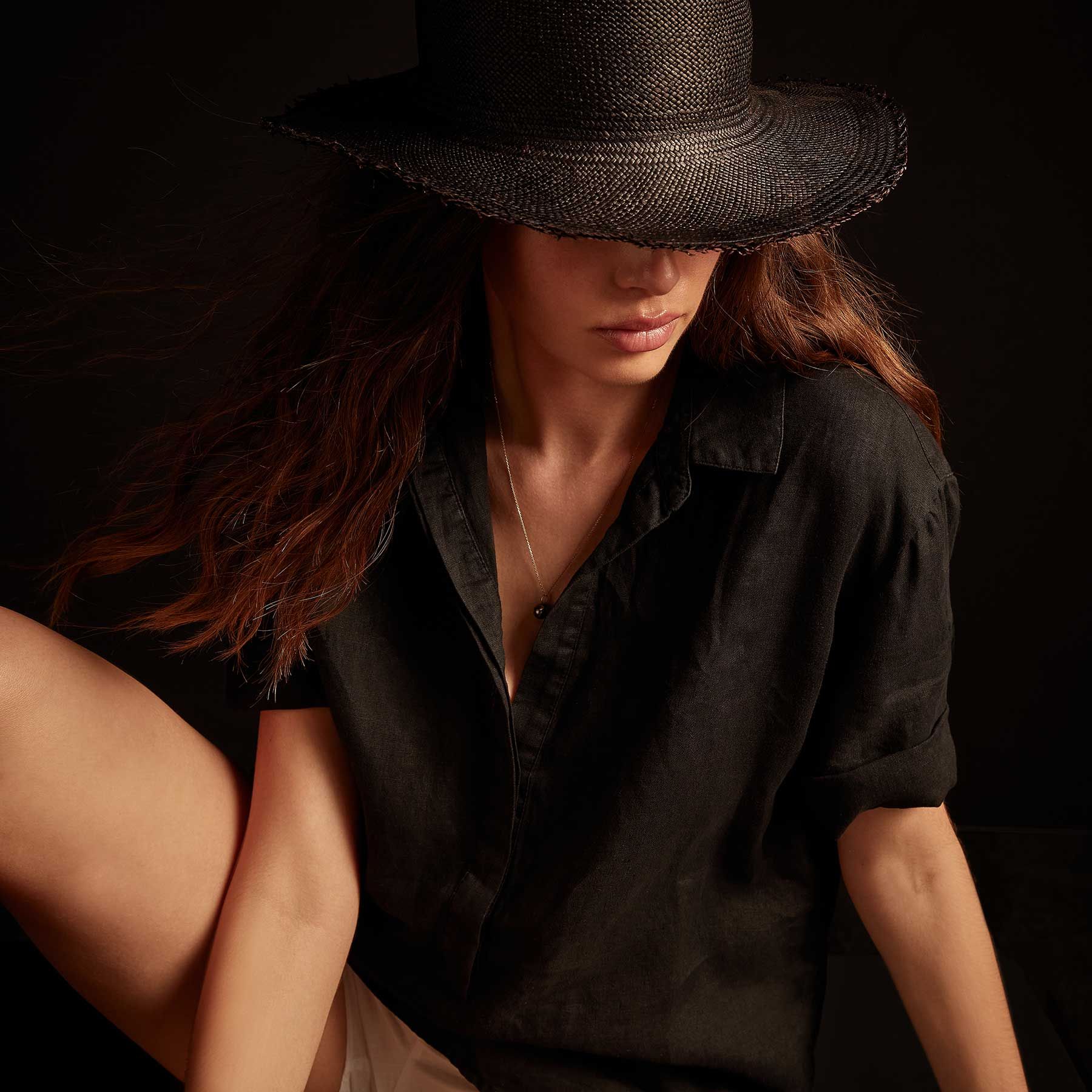 Lightweight Linen Pullover Shirt - Black sold by James Perse