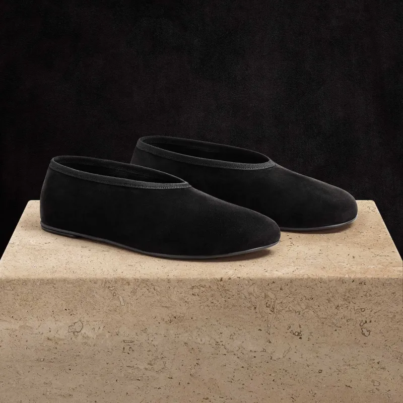Women's Binded Suede Ballet Flat - Black sold by James Perse