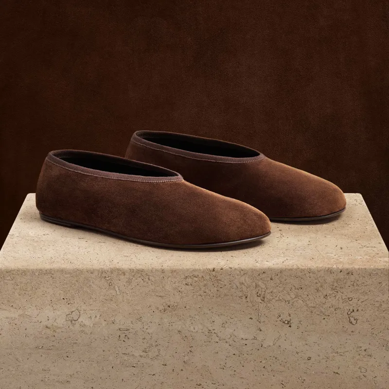 Women's Binded Suede Ballet Flat - Coffee Brown sold by James Perse