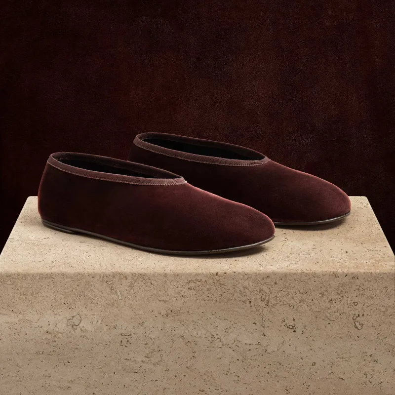 Women's Binded Suede Ballet Flat - Deep Burgundy/Wine sold by James Perse
