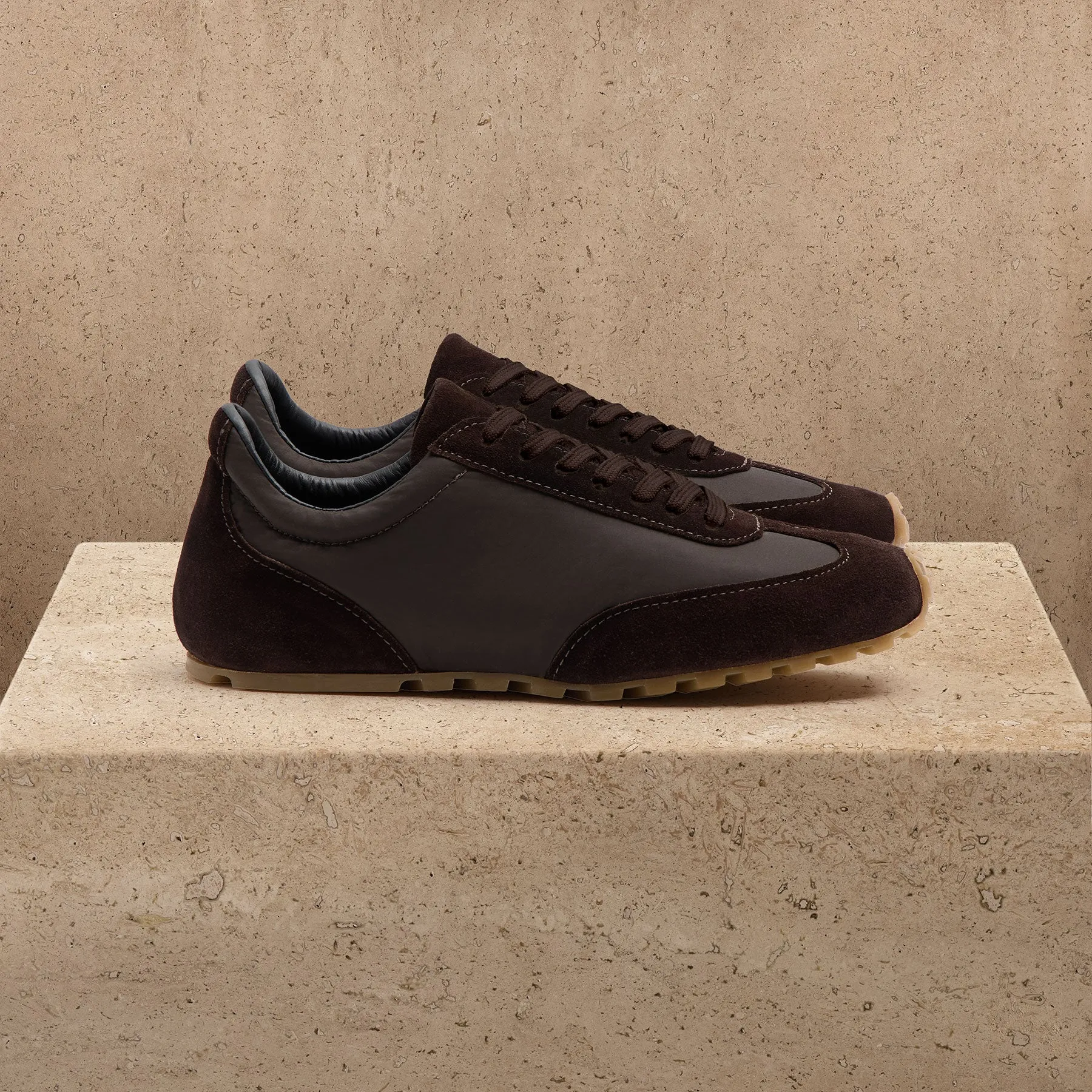 Women's Suede Mixed Media Sneaker - Chocolate sold by James Perse product image thumbnail 2