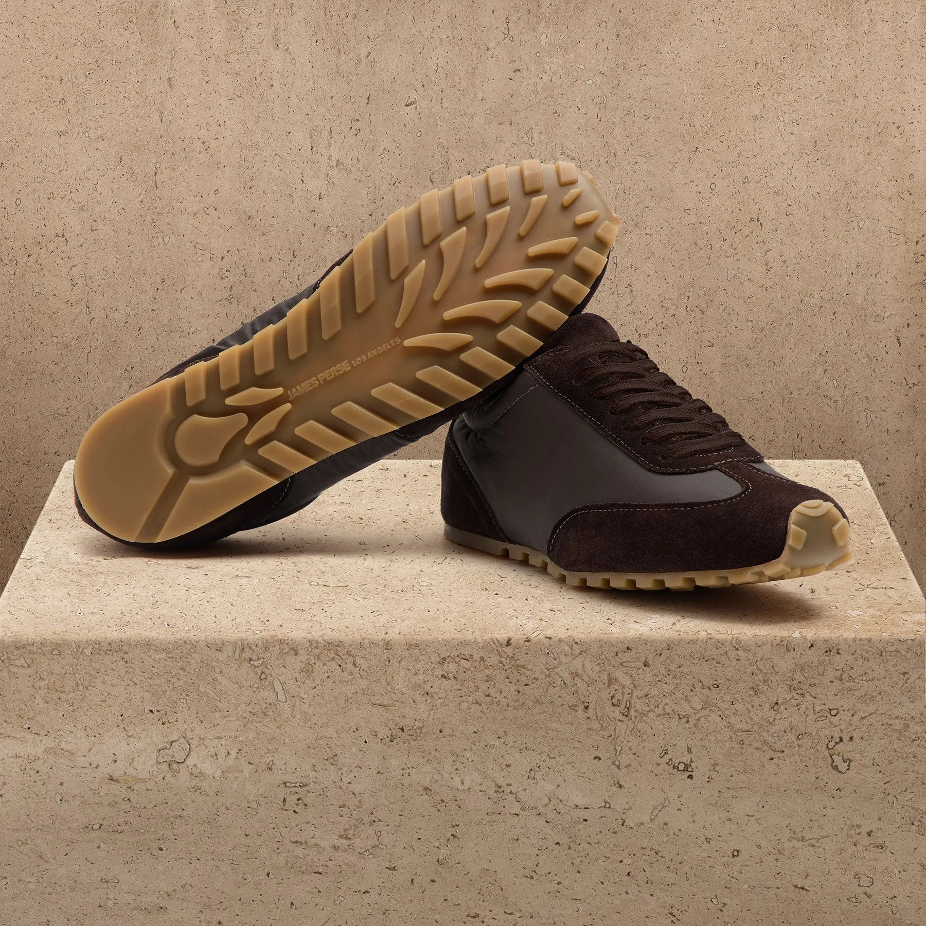 Women's Suede Mixed Media Sneaker - Chocolate sold by James Perse product image thumbnail 3