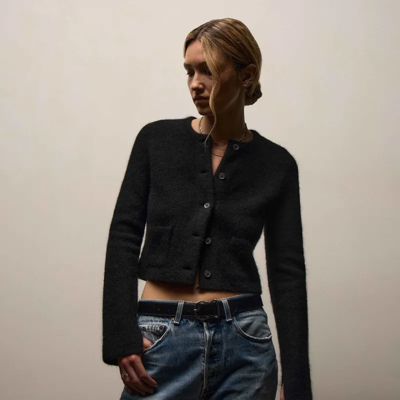 Wool Alpaca Cardigan Jacket - Black sold by James Perse