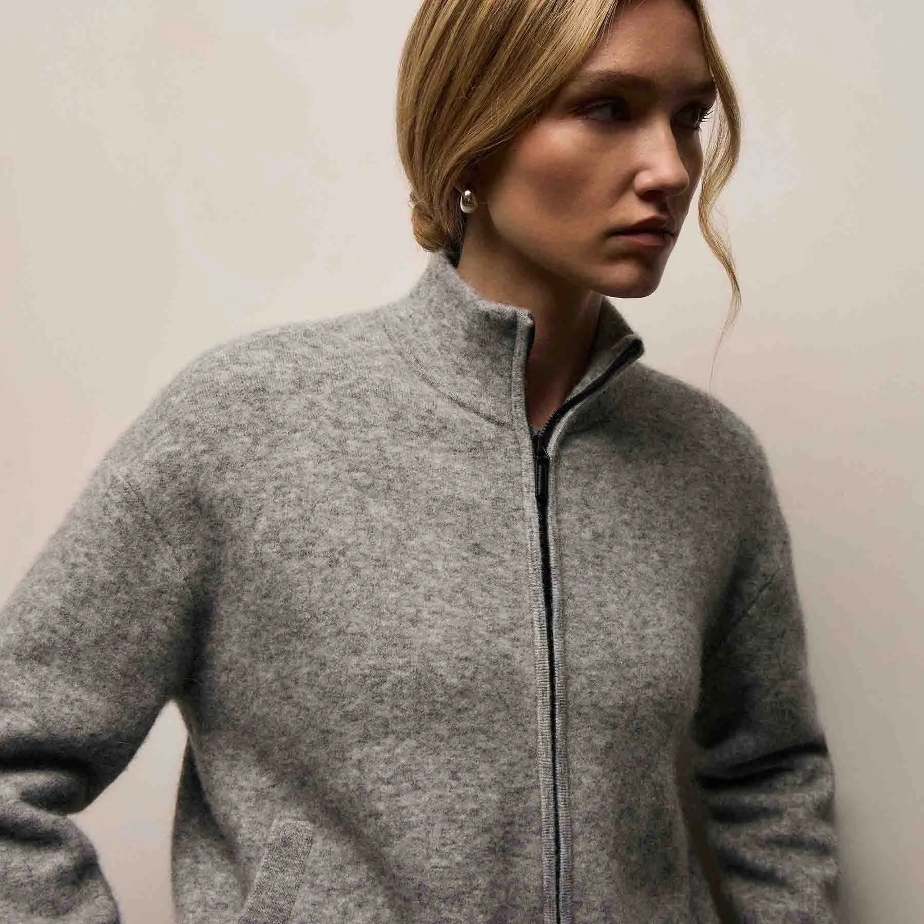 Wool Alpaca Zip Jacket - Mid Grey sold by James Perse product image thumbnail 3