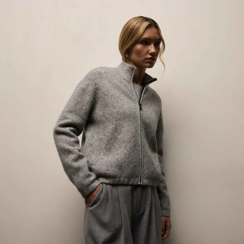 Wool Alpaca Zip Jacket - Mid Grey sold by James Perse