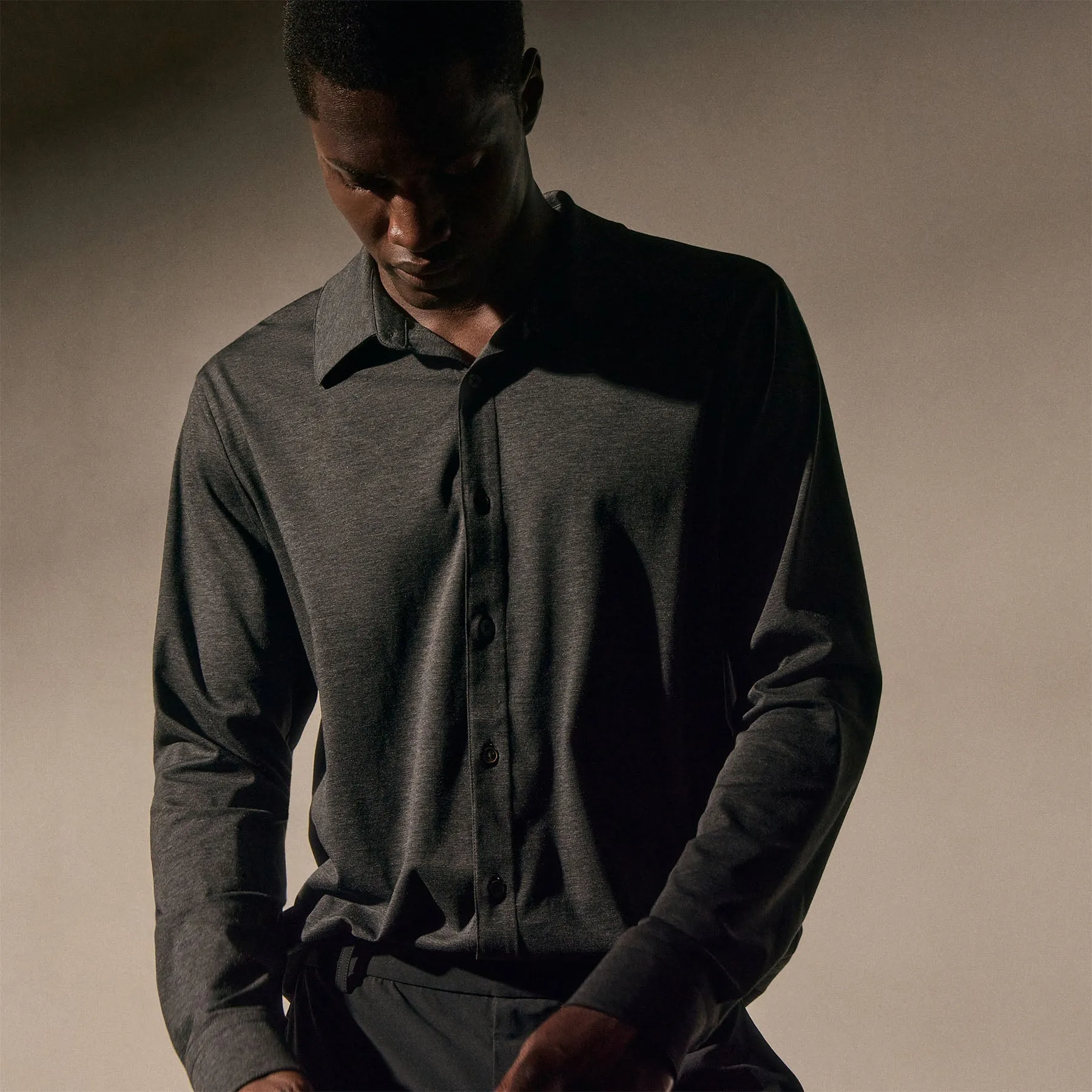 Performance Supima Pique Shirt - Black sold by James Perse