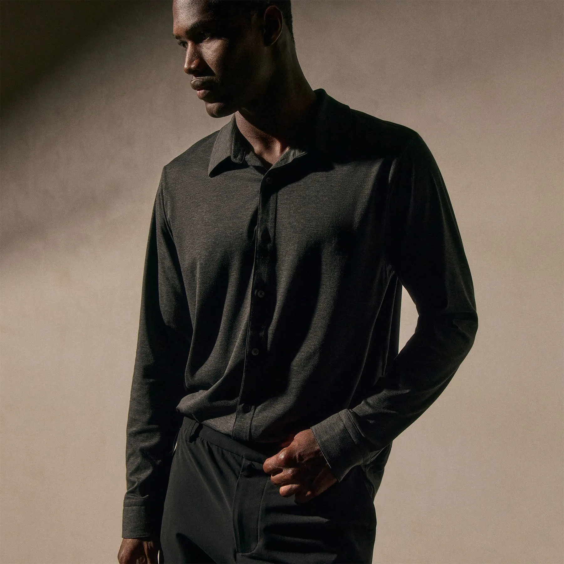 Performance Supima Pique Shirt - Black sold by James Perse product image thumbnail 2