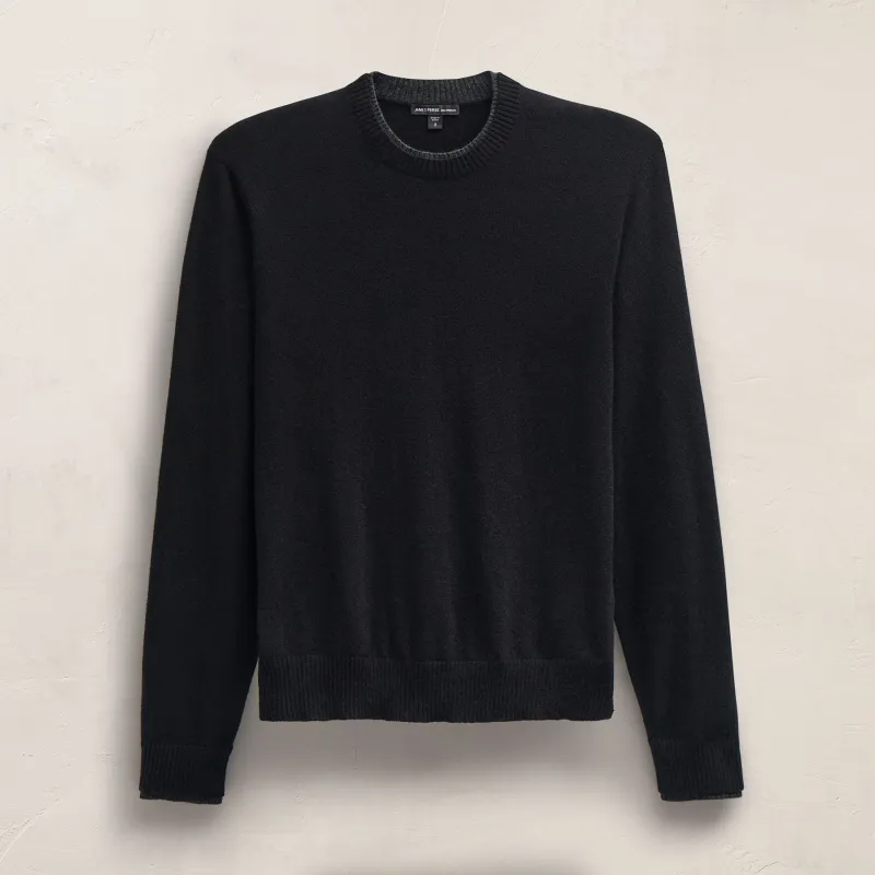 Contrast Trim Cashmere Crew - Black/Anthracite sold by James Perse